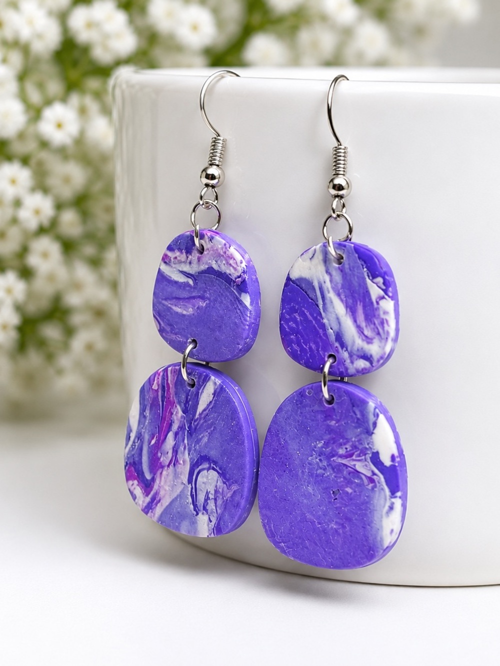Handmade Polymer Clay Statement Earrings